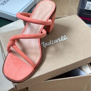 Brand New! Madewell Women's Bombé Coral Suede Strappy Heeled Mules